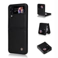 thumbnail image 1 of Feishell Magnetic Case for Samsung Galaxy Z Flip 3 with Lens Screen Protection Wireless Charging Phone Cover, Slim Lightweight Luxury PU Leather Shockproof Soft Silicone Thin Fit Folding Case,Black, 1 of 7