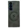 thumbnail image 1 of Feishell Magnetic Case for Samsung Galaxy Z Fold 5 Plain PU Leather Thin Slim Electroplated Edge Case Soft Bumper Anti-Fingerprint Shockproof Protective Phone Cover Compatible with Magsafe,Gray, 1 of 11