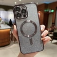 thumbnail image 1 of Feishell Magnetic Case for iPhone 14,Built with Glass Camera Lens Film,Compatible with MagSafe Charging,Shockproof Lightweight Fashion Plating Bling Glitter Paper Slim Phone Case,Black, 1 of 12