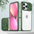 thumbnail image 1 of Feishell Magnetic Case for iPhone 14 Pro, Crystal Clear Rugged PC Soft TPU Acrylic Hybrid Shockproof Cover with Camera Lens Sliding Support Wireless Charging Protective Case,Olive, 1 of 6