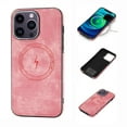 thumbnail image 1 of Feishell Magnetic Case for iPhone 14 Pro Luxury Classic PU Leather Case, Soft Silicone Shockproof Drop Resistant Cover with Wireless Charging Lens Protection Compatible with Magsafe Case,Pink, 1 of 5