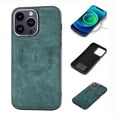 thumbnail image 1 of Feishell Magnetic Case for iPhone 14 Pro Luxury Classic PU Leather Case, Soft Silicone Shockproof Drop Resistant Cover with Wireless Charging Lens Protection Compatible with Magsafe Case,Green, 1 of 5