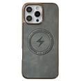 thumbnail image 1 of Feishell Magnetic Case for iPhone 16 Pro Plain PU Leather Thin Slim Electroplated Edge Case Soft Bumper Anti-Fingerprint Shockproof Protective Phone Cover Compatible with Magsafe,Gray, 1 of 10