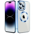 thumbnail image 1 of Feishell Magnetic Clear Case with Camera Lens Film Protection for iPhone 12 Pro Max 6.7 Inch,Compatible with MagSafe Wireless Charging,Stylish Plating Shockproof Transparent Slim Phone Case,Blue, 1 of 7