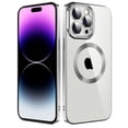 thumbnail image 1 of Feishell Magnetic Clear Case with Camera Lens Film Protection for iPhone 12 Pro Max 6.7 Inch,Compatible with MagSafe Wireless Charging,Stylish Plating Shockproof Transparent Slim Phone Case,Silver, 1 of 7