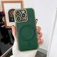 thumbnail image 1 of Feishell Magnetic Cover for Apple iPhone 13 Pro Max (6.7 inch),Compatible with MagSafe Charging,Luxury Plating Shockproof PU Leather Anti-Scratch Slim Fit Phone Case for Women Men,Green, 1 of 7