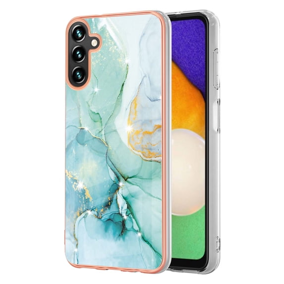 Feishell Marble Texture Design for Samsung Galaxy A15 Case Support Wireless Charging Slim Glossy Shockproof Anti-Scratch Soft & Flexible Protective Phone Case for Women Girls,C