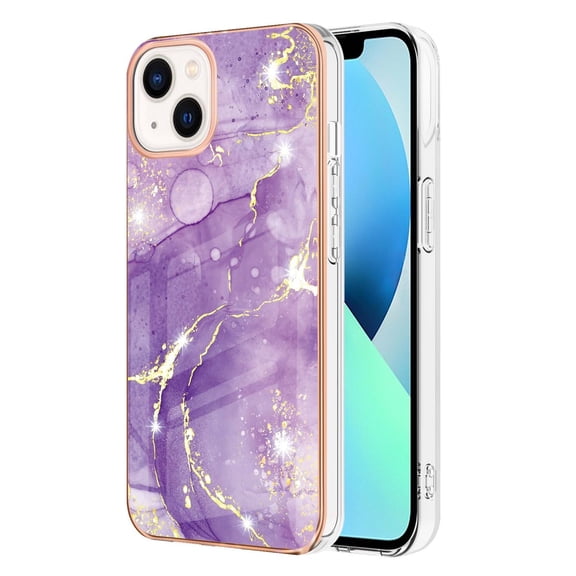Feishell Marble Texture Design for iPhone 15 Case Support Wireless Charging Slim Glossy Shockproof Anti-Scratch Soft & Flexible Protective Phone Case for Women Girls,B