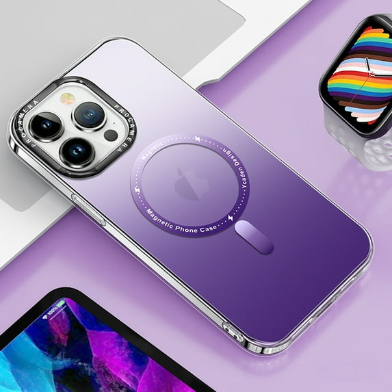 Feishell Matte Gradient Magnetic Cover for Apple iPhone 14 (6.1 inch),Shockproof Slim Fit Anti-Fingerprint Frosted Translucent Phone Case Compatible with Magsafe Wireless Charging ,Purple