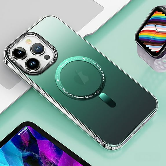 Feishell Matte Gradient Magnetic Cover for Apple iPhone 15 (6.1 inch),Shockproof Slim Fit Anti-Fingerprint Frosted Translucent Phone Case Compatible with Magsafe Wireless Charging,Green