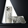 thumbnail image 1 of Feishell Minimalist Phone Case for iPhone 15, Compatible with MagSafe, 360° Rotation Kickstand Aluminum Metal Frameless Design Bumper, Heavy Duty Protective Shock Grade,Silver, 1 of 11