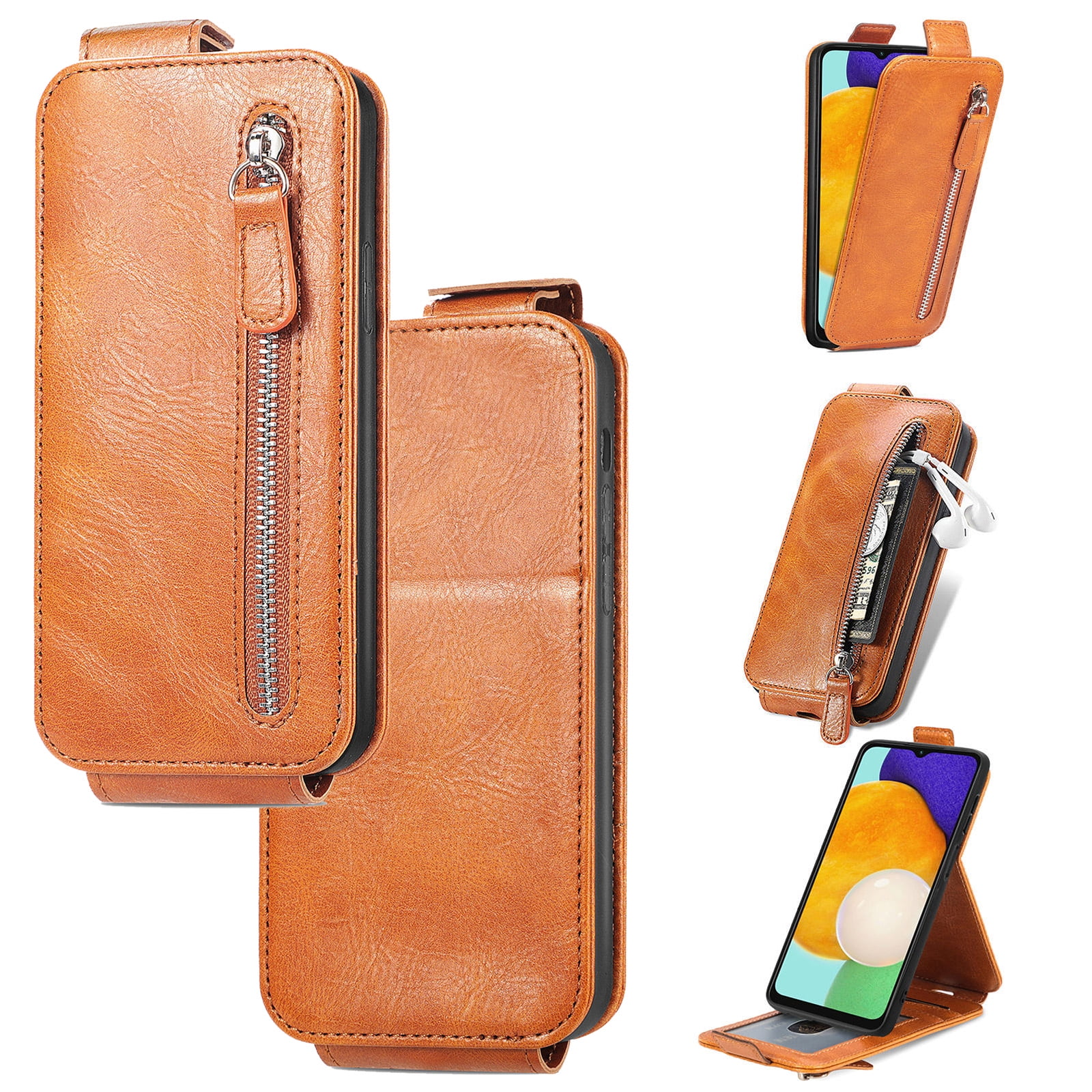 Custodia In Pelle Di Protezione Per Telefono Cellulare Con Fibbia In Pelle Tinta Unita Retrò Con Cornice Per Foto E Slot Per Schede E Portafoglio E Staffa Per Galaxy A50 Blu - Foto 5