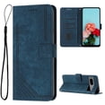 thumbnail image 1 of Feishell for Motorola Moto G Play 4G 2024 Flip Wallet Phone Case,Durable PU Leather Flip Kickstand Shockproof TPU Inner Shell Magnetic Clasp Folio Card Pocket Phone Case with Wrist Strap, Blue, 1 of 10