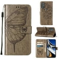 thumbnail image 1 of Feishell for Motorola Moto G Power (2022) Flip Wallet Case,Butterfly & Flower Embossed Pattern PU Leather Magnetic Folio Flip Protective with Credit Card Slots Kickstand Slim Phone Case,Gray, 1 of 6