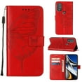 thumbnail image 1 of Feishell for Motorola Moto G Power (2022) Flip Wallet Case,Butterfly & Flower Embossed Pattern PU Leather Magnetic Folio Flip Protective with Credit Card Slots Kickstand Slim Phone Case,Red, 1 of 6