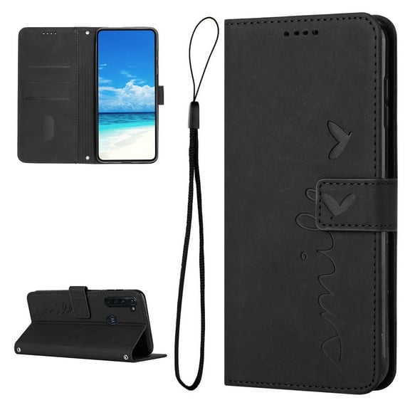 Feishell for Motorola Moto G Stylus 4G (2022) 6.8 inch Wallet Case,for Women Men,Love Heart Pattern Embossed Plain PU Leather Magnetic Clasp Credit Card Slots Folio Flip Kickstand Phone Cover,Black