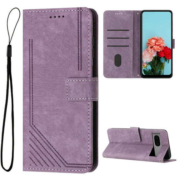 Feishell for Motorola Moto G Stylus 5G (2024) Flip Wallet Phone Case,Durable PU Leather Flip Kickstand Shockproof TPU Inner Shell Magnetic Clasp Folio Card Pocket Phone Case with Wrist Strap, Purple