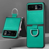 Feishell for Motorola Razr 40 Case with Ring,Ultra Thin Lightweight Fashionable Folding Shockproof Slim Premium PU Leather Anti-Scratch Protective Phone Cover,Green