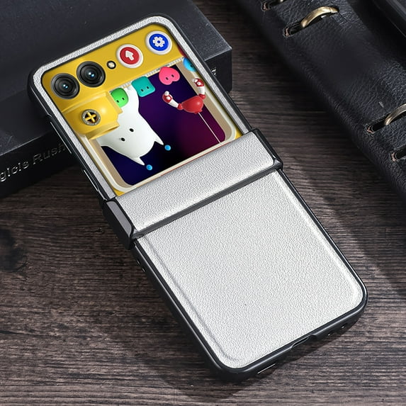 Feishell for Motorola Razr 40 Ultra Case with Hinge Protection,Premium PU Leather + Hard PC Shell Ultra Thin Shockproof Non-Slip Thickening Hinge Slim Durable Protective Case,Silver