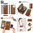 thumbnail image 1 of Feishell Multifunctional Crossbody Wallet Case for iPhone 13 Pro,Magnetic Detachable Case Premium PU Leather Zipper Pocket Multi Card Slots Phone Case with Wrist Strap & Shoulder Strap,Brown, 1 of 10