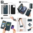 thumbnail image 1 of Feishell Multifunctional Crossbody Wallet Case for iPhone 16 Pro,Magnetic Detachable Case Premium PU Leather Zipper Pocket Multi Card Slots Phone Case with Wrist Strap & Shoulder Strap,Blue, 1 of 10