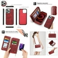 thumbnail image 1 of Feishell Multifunctional Crossbody Wallet Case for iPhone 16 Pro,Magnetic Detachable Case Premium PU Leather Zipper Pocket Multi Card Slots Phone Case with Wrist Strap & Shoulder Strap,Red, 1 of 10