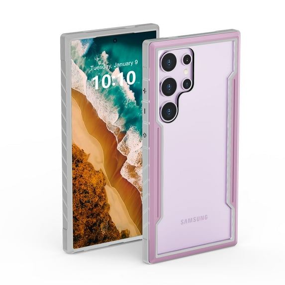 Feishell Rugged Multi-Layered Protection Case for Samsung Galaxy S21 Ultra, Transparent PC Back Aluminum TPU Bumper Military Grade Shockproof Support Wireless Charging Slim Phone Case,Rosegold