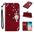 thumbnail image 1 of Feishell Samsung A13 Case 5G Owl Pattern Glitter Sparkly Gems Shockproof PU Leather Wallet Cover Flip Stand Card Slots Magnetic Diamond Bling Folio Case for Samsung Galaxy A13 5G, Winered, 1 of 7
