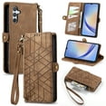 thumbnail image 1 of Feishell for Samsung A14 5G Case Wallet, Retro High Quality Zipper Pouch PU Leather Strap Flip Case with Magnetic Closure,[RFID Blocking] Card Holder Kickstand for Samsung Galaxy A14 5G, Brown, 1 of 12