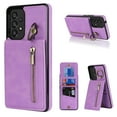 thumbnail image 1 of Feishell for Samsung A32 5G, Case Wallet with Card Holder Functional Two Way Kickstand Durable Zipper Pocket RFID Blocking Leather Slim Protective Leather for Samsung Galaxy A32 5G, Purple, 1 of 12