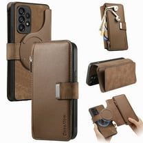 Feishell For Samsung A53 5G Wallet [Support Magsafe Charger] Magnetic Detachable Flip Leather Phone Case with Card Slots[RFID Blocking], Zipper Bag, Kick-Stand For Samsung Galaxy A53 5G, Brown
