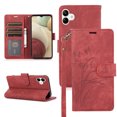 thumbnail image 1 of Feishell for Samsung Galaxy A05 Wallet Case with Wrist Strap, [Butterflies & Orchid Embossed] Premium PU Leather Magnetic Clasp Cover with Card Slots Kickstand Flip Phone Case for Women Men,Red, 1 of 7