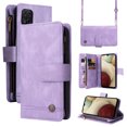 thumbnail image 1 of Feishell for Samsung Galaxy A12 6.5 inch Zipper Wallet Case with Wrist Strap & Shoulder Strap,Premium PU Leather Magnetic Clasp Flip Holder Card Slots Crossbody Phone Case for Women Men,Purple, 1 of 18