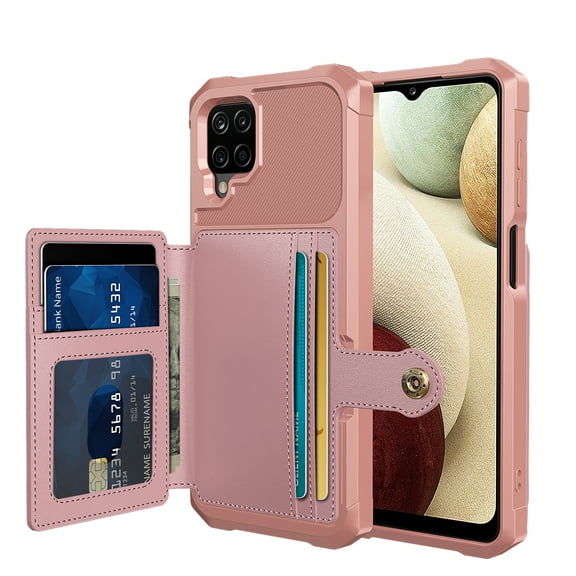 Feishell for Samsung Galaxy A12 Wallet Case, with ID&Credit Card Holder Slots Pockets Wallet Back Cover Stand Flip Folio Leather Magnetic Absorption Cover For Samsung Galaxy A12, Rosegold