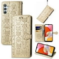 thumbnail image 1 of Feishell for Samsung Galaxy A13 5G Cartoon Cute Wallet Case, Cat Dog Style Flip with ID Card Holder Premium PU Leather Cases with Wrist Strap, Magnetic Closure Folio Kickstand Phone Cover, Gold, 1 of 11