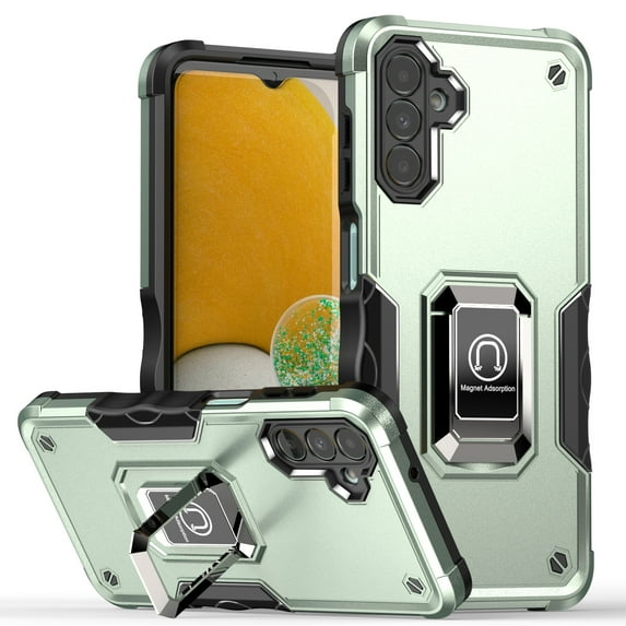 Feishell for Samsung Galaxy A13 5G Cover with Metal Ring Folding Kickstand,Drop Protection Magnetic Car Mount Shockproof Durable Dual Layer Hybrid Rugged Protective Phone Case,Green