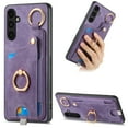 thumbnail image 1 of Feishell for Samsung Galaxy A14 5G Back Wallet Case with 360° Rotatable Ring Kickstand Support Car Mount,Premium PU Leather Shockproof Card Holder Magnetic Button Phone Case for Women Men,Purple, 1 of 8
