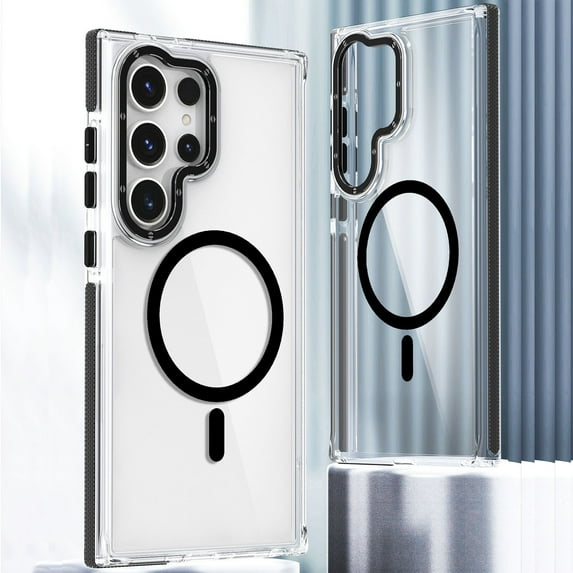 Feishell for Samsung Galaxy A14 5G Transparent Case, Compatible with MagSafe Charging, Colored Bumper, Enhanced Screen & Camera Protection, Shockproof Clear Case for Samsung Galaxy A14 5G,Black