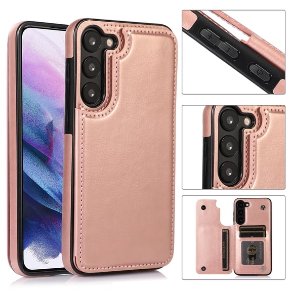 Feishell for Samsung Galaxy A14 5G Wallet Case with Card Holder,Double Magnetic Clasp Back Flip Kickstand Durable PU Leather Shockproof Card Slots Protective Phone Case for Women Men,Rosegold