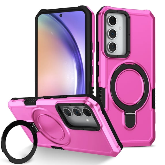 Feishell for Samsung Galaxy A15 Case,Shockproof and Drop Proof Protective Phone Case with Adjustable Multi-Angle Ring Kickstand Military-Grade Protection Armor Rugged Phone Case,Pink