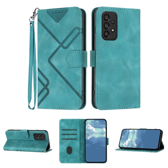 Feishell for Samsung Galaxy A23 4G Phone Case with Wrist Strap,Premium PU Leather Magnetic Clasp Flip Kickstand Credit Card Slots Holder Wallet Shockproof Protection Slim Phone Case,Blue