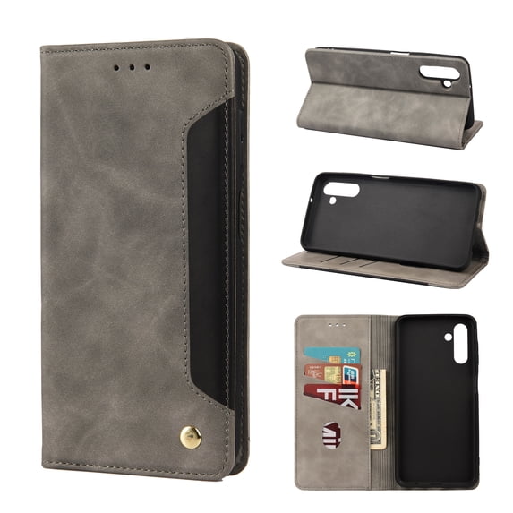 Feishell for Samsung Galaxy A25 5G Wallet Case,Shockproof Ultra Thin Premium PU Leather Magnetic Closure Card Slots Cash Pocket TPU Bumper Shock Absorbing Flip Kickstand Phone Cover,Gray