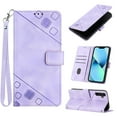 thumbnail image 1 of Feishell for Samsung Galaxy A25 5G Wallet Case with Wrist Strap,Flip Cover with Embossed Pattern PU Leather Kickstand Credit Card Slots Magnetic Clasp Folio Purse Phone Case,Purple, 1 of 7