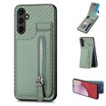 thumbnail image 1 of Feishell for Samsung Galaxy A25 5G Zipper Wallet Case [Carbon Fiber Pattern] [Built-in 2 Credit Card Slots, 1 Zipper Pocket] Premium PU Leather Back Magnetic Clasp Flip Kickstand Phone Case, Green, 1 of 9