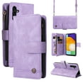 thumbnail image 1 of Feishell for Samsung Galaxy A25 5G Zipper Wallet Case with Wrist Strap & Shoulder Strap,Premium PU Leather Magnetic Clasp Flip Holder Card Slots Crossbody Phone Case for Women Men,Purple, 1 of 18