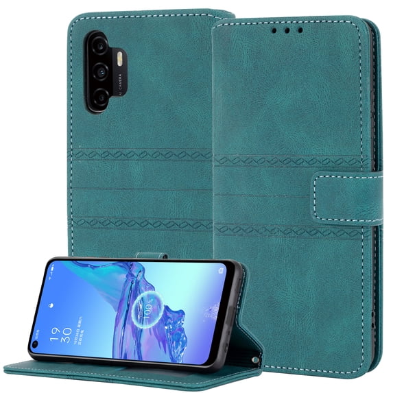 Feishell for Samsung Galaxy A32 5G Case with Detachable Wrist Strap,Premium PU Leather Drop Protection Magnetic Clasp Flip Kickstand RFID Blocking Credit Card Slots Wallet Phone Case,Darkgreen