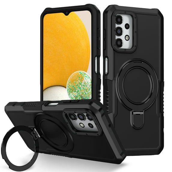 Feishell for Samsung Galaxy A32 5G Case,Shockproof and Drop Proof Protective Phone Case with Adjustable Multi-Angle Ring Kickstand Military-Grade Protection Armor Rugged Phone Case,Black