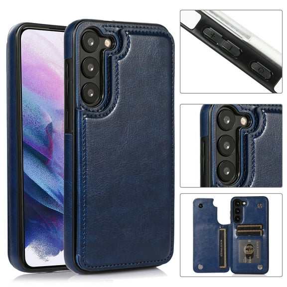 Feishell for Samsung Galaxy A35 Wallet Case with Card Holder,Double Magnetic Clasp Back Flip Kickstand Durable PU Leather Shockproof Card Slots Protective Phone Case for Women Men,Darkblue