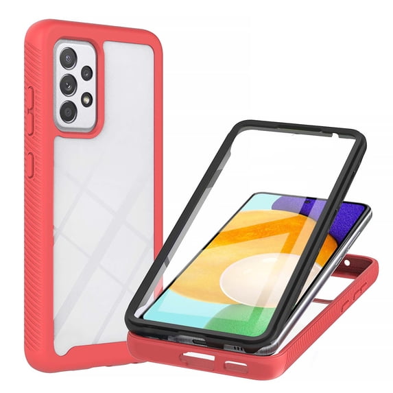 Feishell for Samsung Galaxy A53 5G 6.5 inch Case with PET Front Film,Drop Protection Hybrid 3-in-1 Rugged Clear Anti-yellowing Slim Full Body Protection Phone Case Support Wireless Charging
,Red