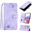thumbnail image 1 of Feishell for Samsung Galaxy A53 5G 6.5 inch Wallet Case with Wrist Strap,Flip Cover with Embossed Pattern PU Leather Kickstand Credit Card Slots Magnetic Clasp Folio Purse Phone Case,Purple, 1 of 7